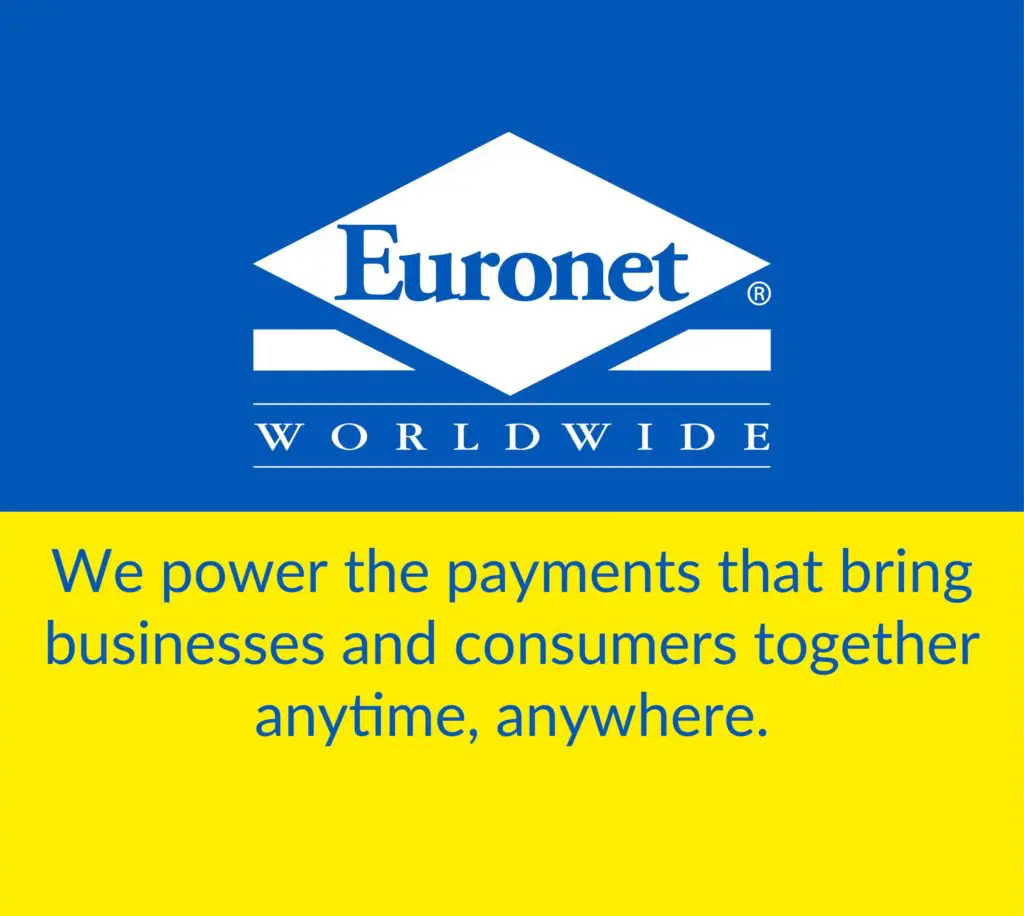 Abbildung Euronet Worldwide Logo mit Slogan - We power the payments that bring businesses and consumers together anytime, anywhere