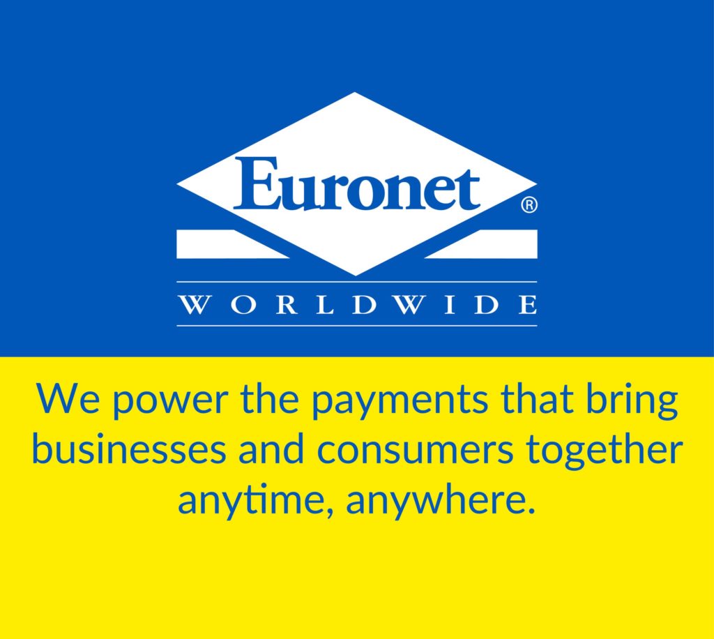 Abbildung Euronet Worldwide Logo mit Slogan - We power the payments that bring businesses and consumers together anytime, anywhere
