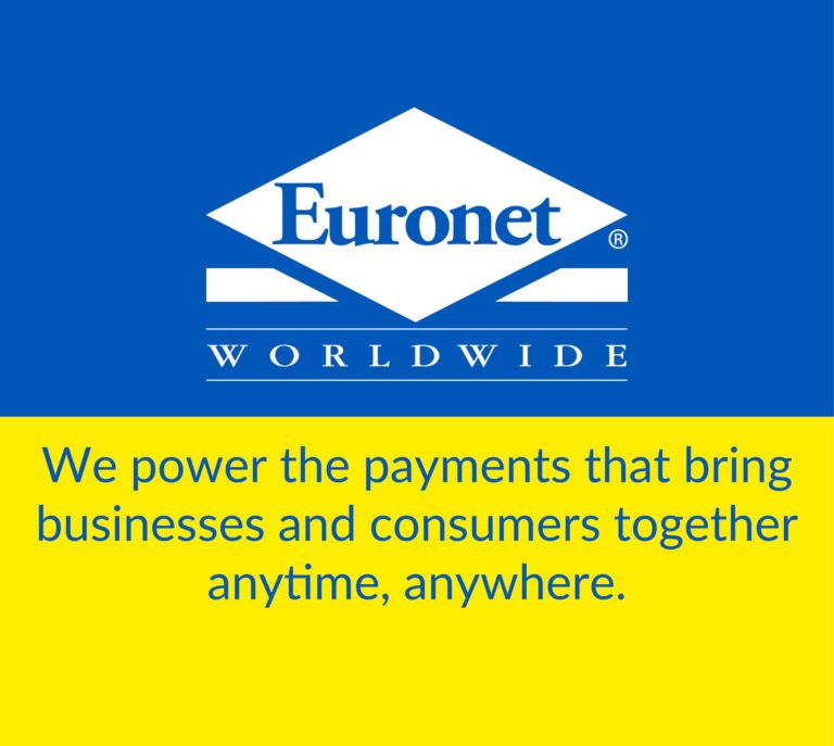 Abbildung Euronet Worldwide Logo mit Slogan - We power the payments that bring businesses and consumers together anytime, anywhere