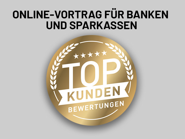 Abbildung Siegel - Online-Vortrag von Euronet erhält von Banken und Sparkassen TOP Bewertungen