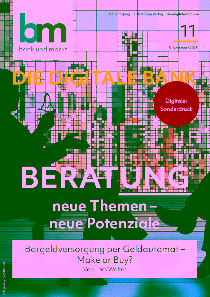 Abbildung - Cover der Fachzeitschrift bank und markt - digitaler Sonderdruck - Redaktioneller Beitrag "Bargeldversorgung per Geldautomat - Make or Buy?"