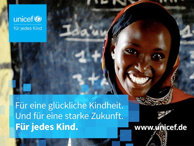 Abbildung - Spendenaufruf von UNICEF Deutschland an Euronet-Geldautomaten